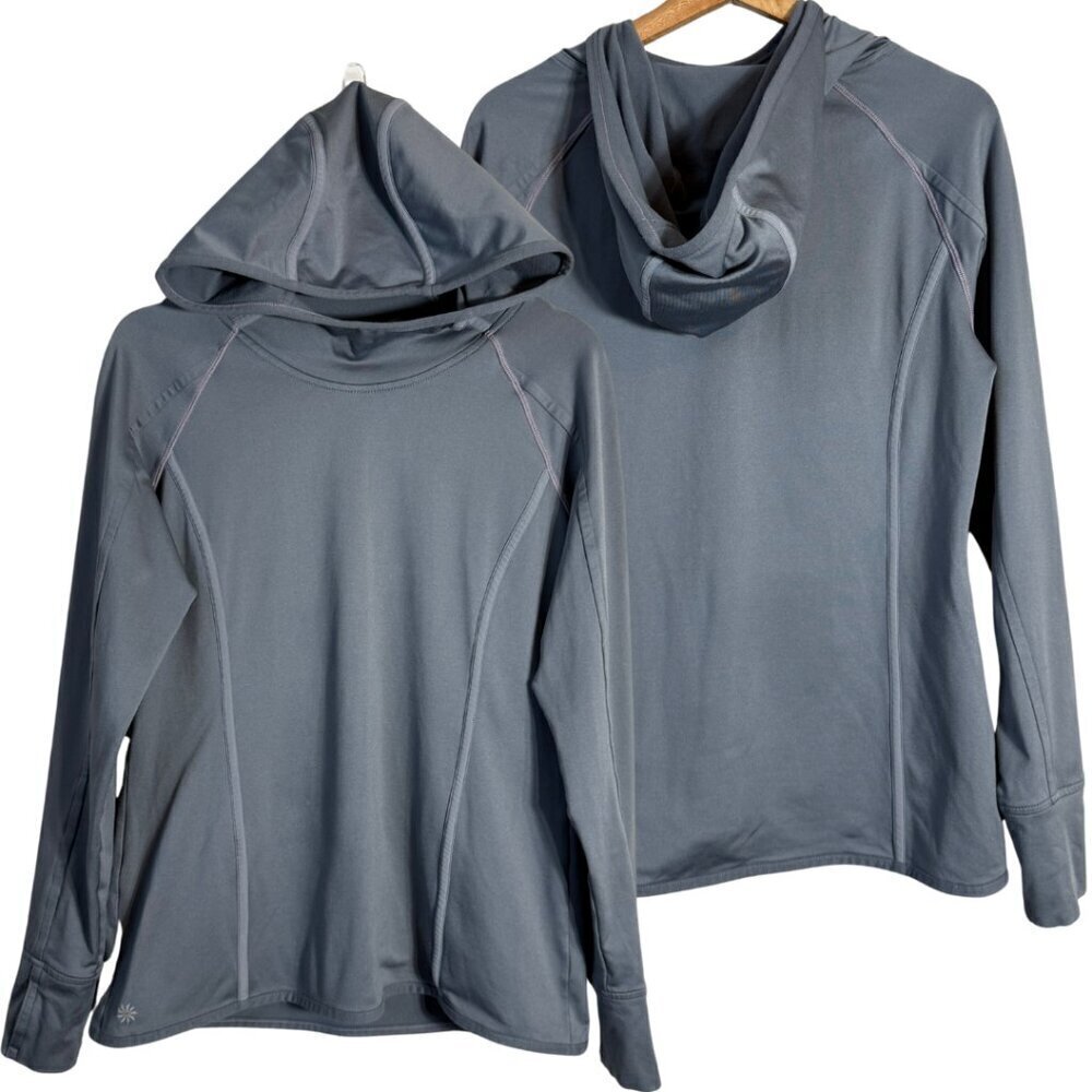 Athleta Plush Tech Pullover Hoodie Women's Medium Gray Active Running Outdoor